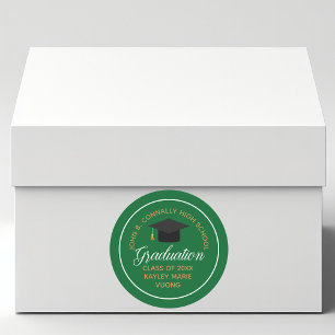 Aangepaste groene gouden eindexamen middelbare sch ronde sticker