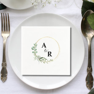 Aangepaste groene initiaal letters bruiloft papier servet