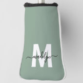 Aangepaste groene initiële naammonogram golfheadcover (Draai 90)
