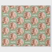 Aangepaste Groene Kerst Foto Cirkel Inpakpapier (Vlak)