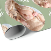 Aangepaste Groene Kerst Foto Cirkel Inpakpapier (Rol Hoek)