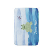 Aangepaste groene kikker met Dragonfly voor kinder Badmat (Voorkant Verticaal)