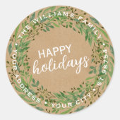 Aangepaste groene Laurel Mistletoe Leaves Wreater Ronde Sticker (Voorkant)