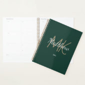 Aangepaste Groene Monogram Initiaal Naam Minimalis Planner (Display)