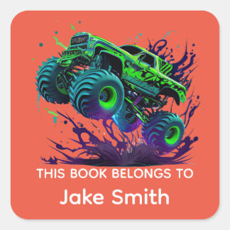 Aangepaste groene monstertruck sticker voor kinder