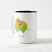 Aangepaste groene parrots Lovevogels Bird Mok (Voorkant links)