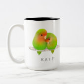 Aangepaste groene parrots Lovevogels Bird Mok (Links)