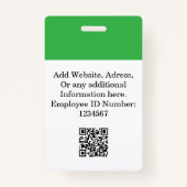 Aangepaste Groene Personeelsbadge met Foto, Logo,  Badge (Achterkant)