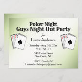 Aangepaste groene pokeravond uitnodiging voor fees (Voorkant / Achterkant)