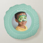 Aangepaste Groene Polka Dot Foto Lijst Rond Kussen (Achterkant)