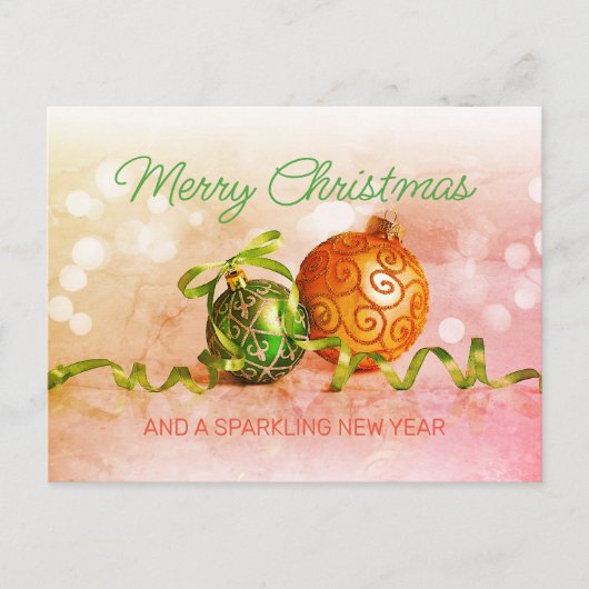 Aangepaste groene roze Oranje gouden Ornamenten Briefkaart (Voorkant)