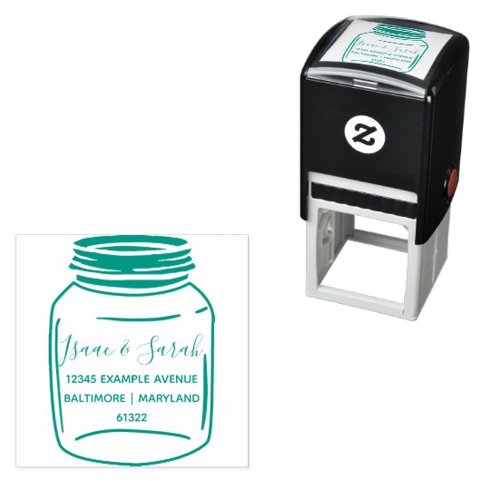 Aangepaste groene rustieke Mason Jar retouradres Zelfinktende Stempel (In situ)