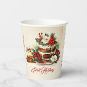 Aangepaste Groene Rustieke Pine  Script Kerst Papieren Bekers (Achterkant)