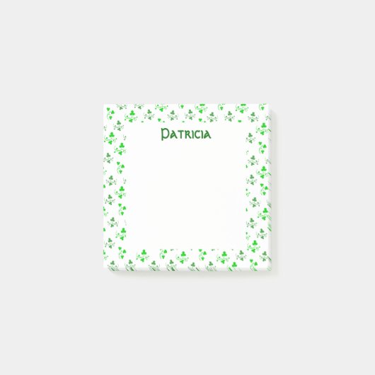 Aangepaste groene Shamrock Pattern-stickies Post-it® Notes (Voorkant)