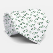 Aangepaste Groene Shamrocks Patroon op Witte strop Stropdas (Opgerold)