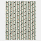 Aangepaste Groene Streep Duitse Herder Pet Naam Fleece Deken (Voorkant)