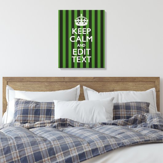 Aangepaste groene strepen kalm Jouw tekst houden Canvas Afdruk (Insitu (Slaapkamer))
