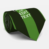 Aangepaste groene strepen kalm Jouw tekst houden Stropdas (Opgerold)