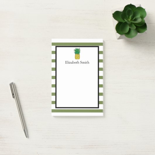 Aangepaste groene strippes ananas post-it® notes (Kantoor)