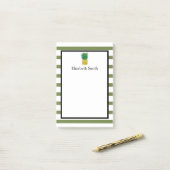 Aangepaste groene strippes ananas post-it® notes (Op bureau)