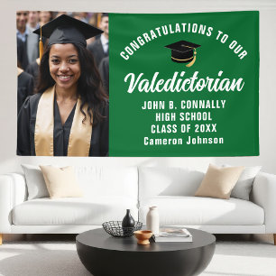 Aangepaste groene valedictorian foto afstuderen pa spandoek