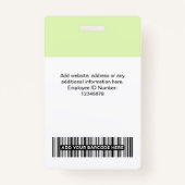 Aangepaste groene werknemersfoto, streepjescode, L Badge (Achterkant)