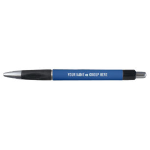 Aangepaste groepsnaam en promotionele tekst blauw pen