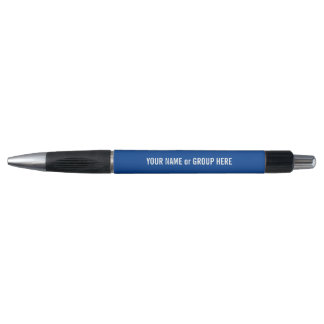 Aangepaste groepsnaam en promotionele tekst blauw pen