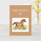 Aangepaste groet, Moederdag, paarden, slachtdieren Kaart (Gele Bloem)