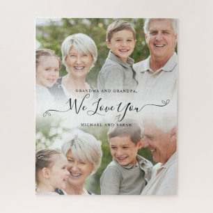 Aangepaste grootouders oma opa familiefoto legpuzzel