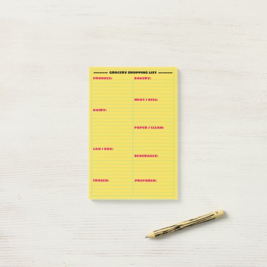 Aangepaste grootwinkellijst post-it® notes (Op bureau)