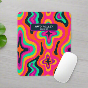 Aangepaste Groovy kleurrijke Retro Regenboog Boho Muismat