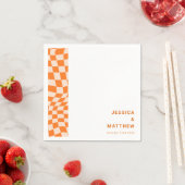Aangepaste Groovy Retro Sinaasappel Checkerboard W Servet (Insitu)