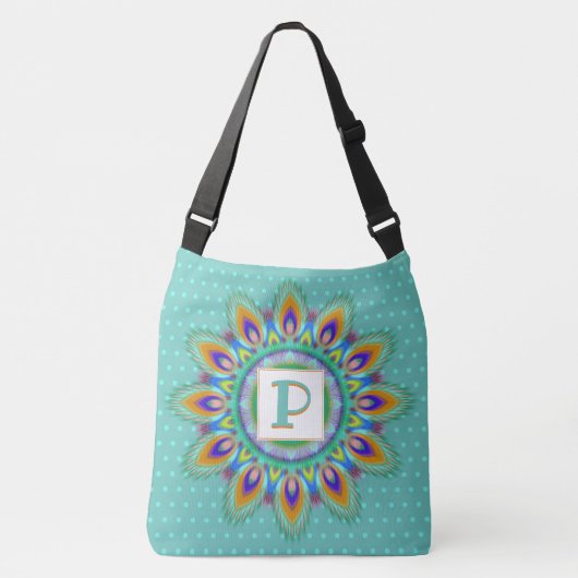 Aangepaste grote cross body canvas tas psychedelis (Voorkant)