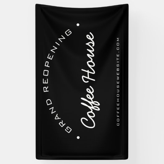 Aangepaste grote heropening van uw koffiehuis spandoek (Verticaal)