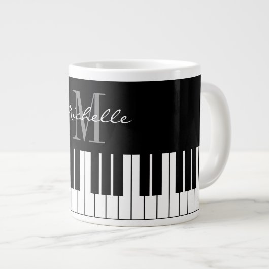 Aangepaste grote jumbomok voor monogram voor piano extra grote mok (Voorkant rechts)