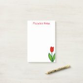 Aangepaste grote Post-it® notes met rode tulpenblo (Op bureau)