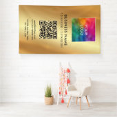 Aangepaste Grote Sjabloon Logo QR Code Glamour Gol Spandoek (Insitu)