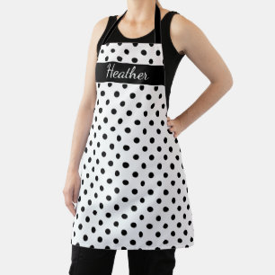 Aangepaste grote zwarte en witte polkadots keuken schort
