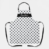 Aangepaste grote zwarte en witte polkadots keuken schort (Voorkant)