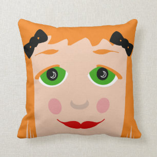 Aangepaste haarkleur Grote ogen Cartoon Girl Pillo Kussen