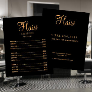 Aangepaste haarsalon logo prijslijst flyer