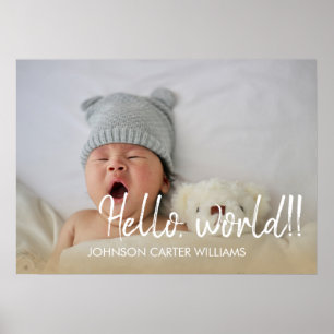 Aangepaste Hallo Baby Foto van World Script Poster