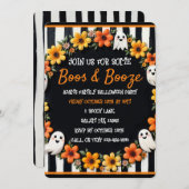 Aangepaste Halloween 'Boos & Booze' Ghost & Floral Kaart (Voorkant / Achterkant)