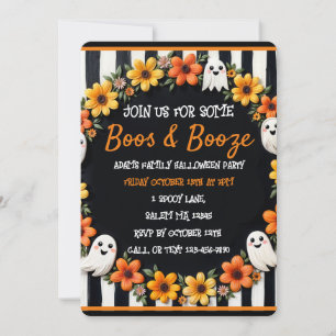 Aangepaste Halloween 'Boos & Booze' Ghost & Floral Kaart