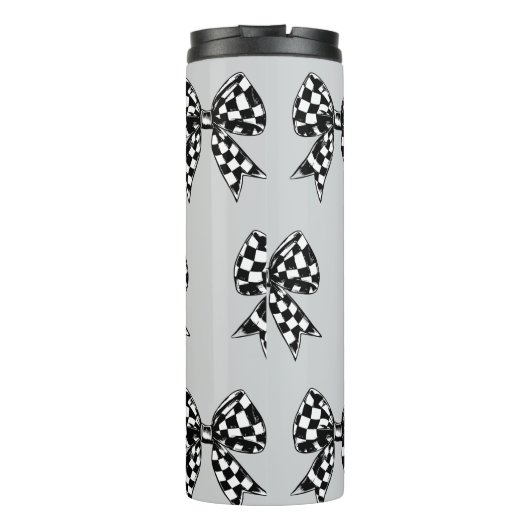 Aangepaste Halloween grijs gecontroleerd bogen Coq Thermosbeker (Achterkant)