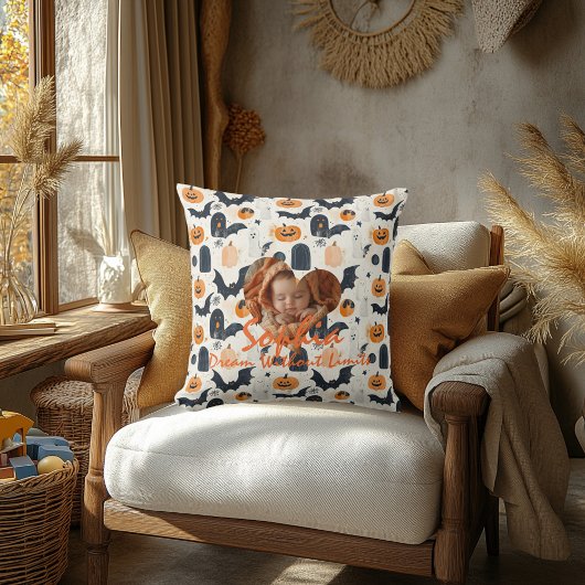 Aangepaste Halloween Kind's Pillow: Naam & Motivat Kussen