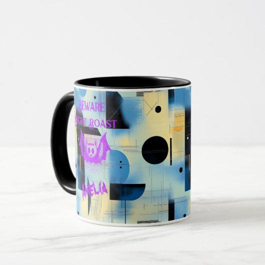 Aangepaste Halloween - Neon Paarse Bat Night Roast Mok (Voorkant links)