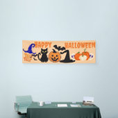 Aangepaste Halloween Party Banners, Zwarte Kat Pom Spandoek (Beurs)