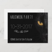 Aangepaste Halloween Party Bewaar de datum Black C Aankondigingskaart (Voorkant / Achterkant)